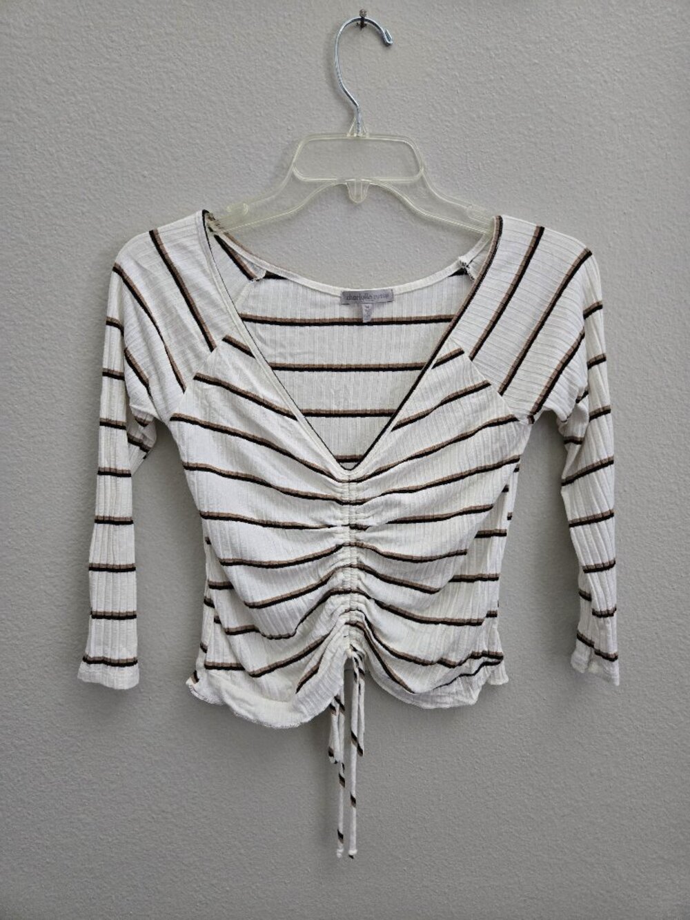 Charlotte Russe Striped Ruched Front Top